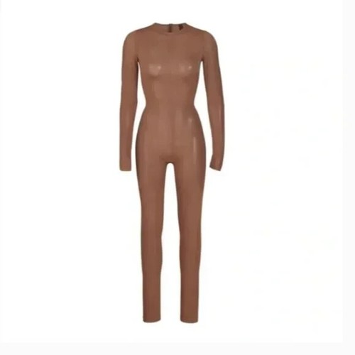 NWT SKIMS All in One Cocoa Sheer Sheer Neck Long Sleeve High Compression Size 3X - Picture 3 of 3