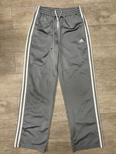 Adidas Trackpants Joggers Kids Youth Size Large Grey 3 Stripes Trefoil Logo