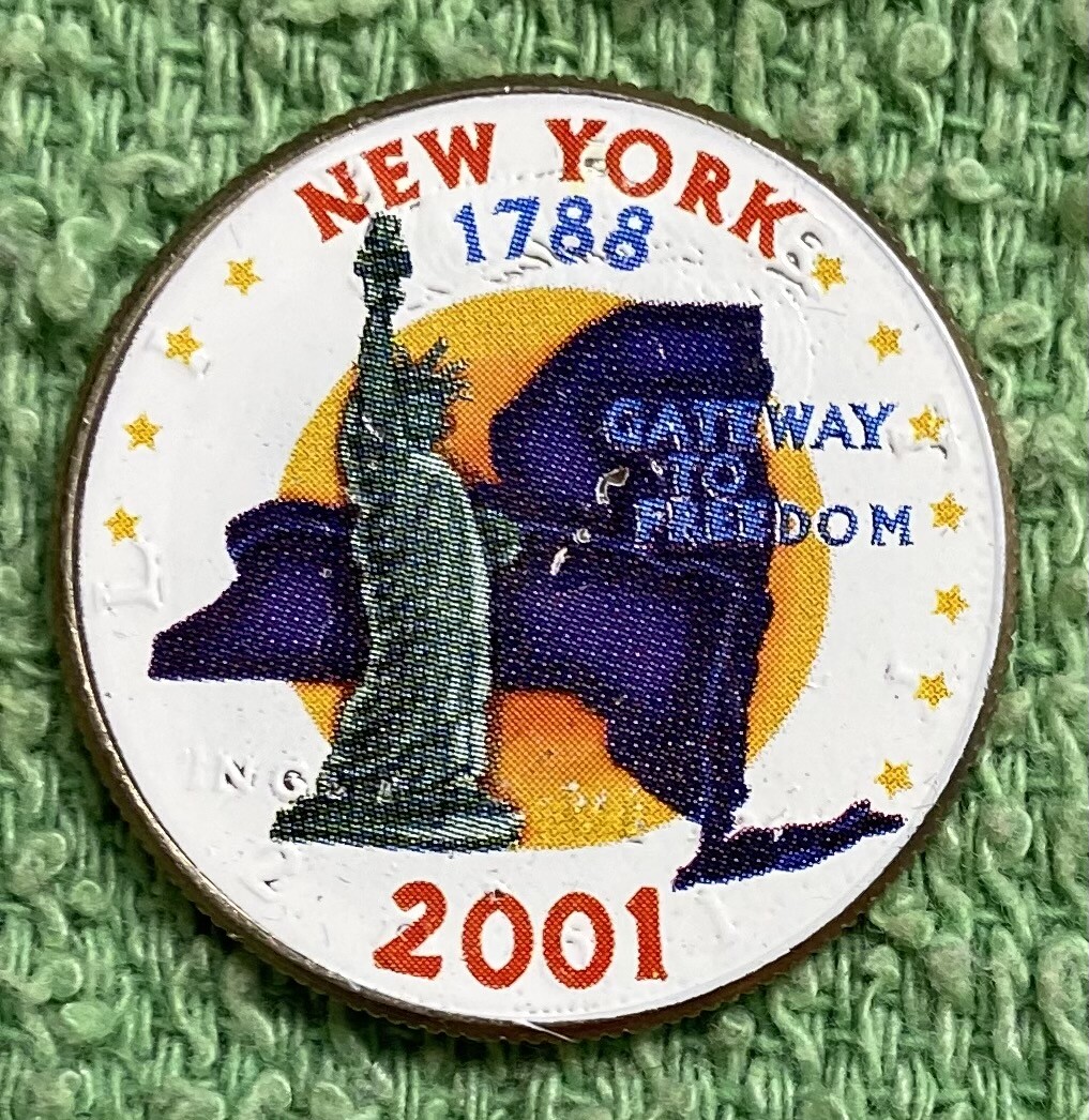 2001-D Colorized New York Statehood Quarter Design on a