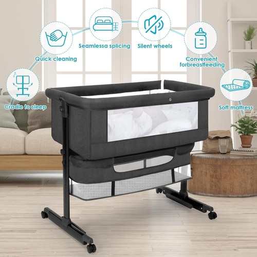 Baby Bassinet, Baby Basinet Bedside Sleeper, Easy to Fold Portable Crib Side ... - Picture 6 of 7