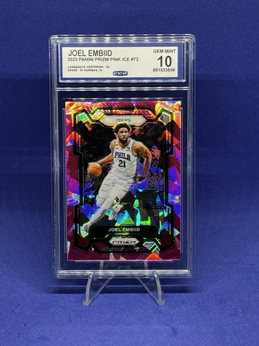 Joel Embiid 2023 Panini Prizm Pink Ice #73 76ers👑 CGC 10