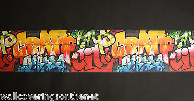 Childrens Kids Multi Coloured Graffiti Design Wallpaper Border 25 5cm X 5m Ebay