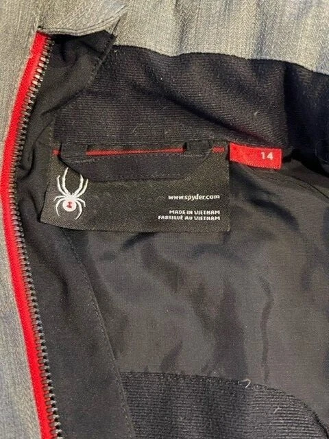 Chaqueta Abrigo Spyder Niños Esquí Snowboard Negro Gris Talla 14 (Edad 8-9) Foto 3 de 4