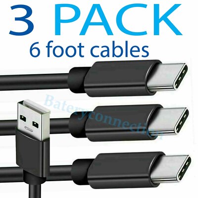 3x 6FT USB Cable Type C Fast Charger For Samsung Galaxy S8 S9 S10 S20 Note 9 10 