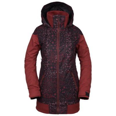 VOLCOM WOMAN Westland Ins Jacket BFP dark red flower WINTER NEUWARE PORTOFREI