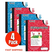 4x BAZIC Primary Journal Composition Book, 200 Pages Drawing & Writing Grade K-2