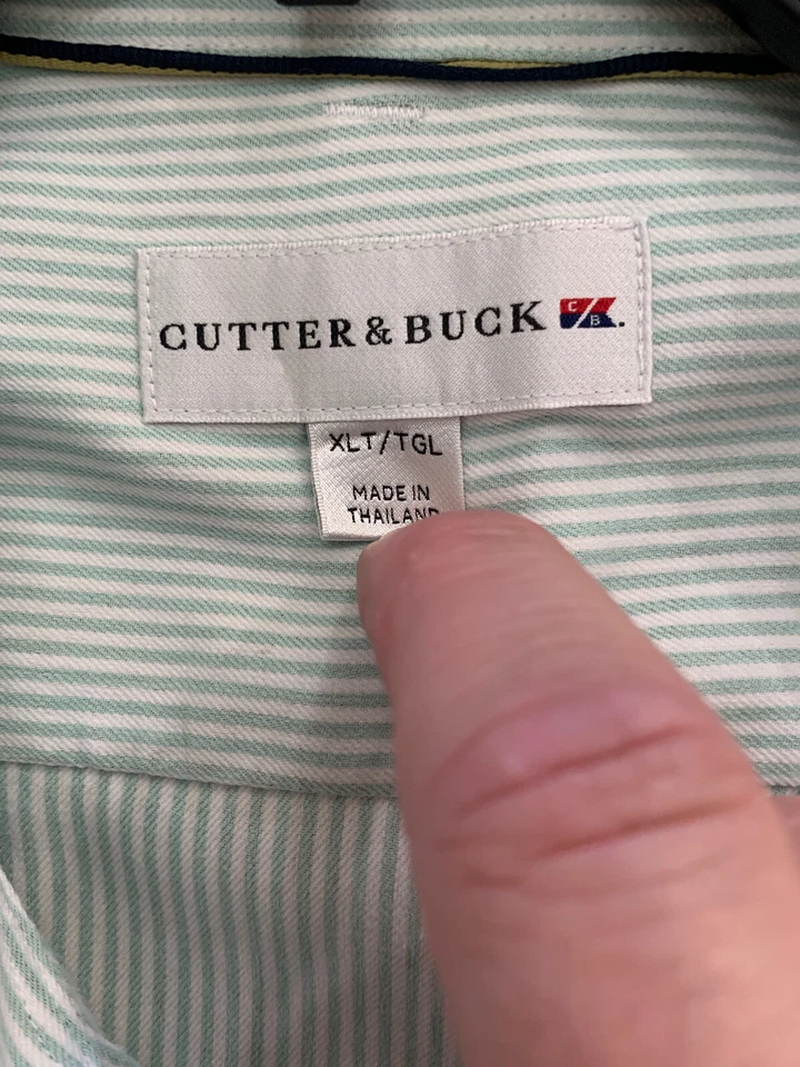 Cutter and Buck Mocha Stripe XLT Button Up Dress Shirt - Image 4 of 4