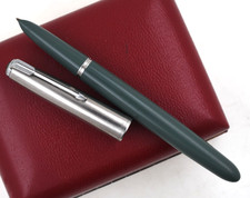 1950’s Parker 51 Fountain Pen M Nib WORKING Steel & Navy Grey