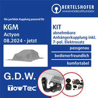für KGM Actyon Typ J120 08.2024-Jetzt AHK Abnehmbar +7Pol Spezifisch E-Satz TOP