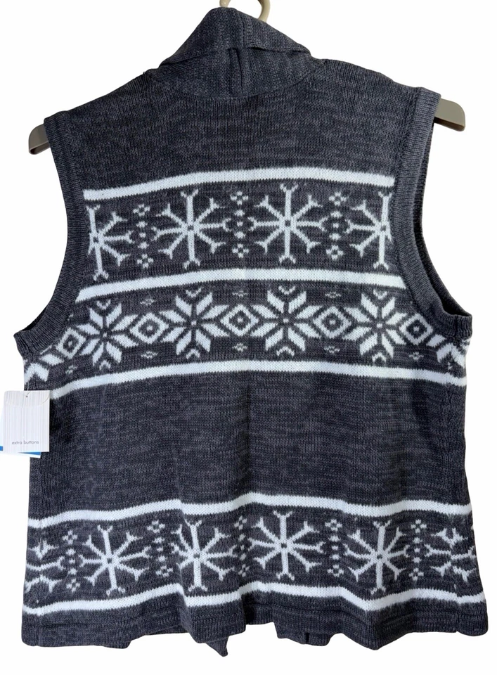 Vintage Breckenridge Cardigan Sweater Vest Snowflake Gray Winter Cabincore NWT - Image 3 of 4
