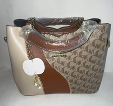 Michael Kors Beige/Brown Logo Satchel Top Han...