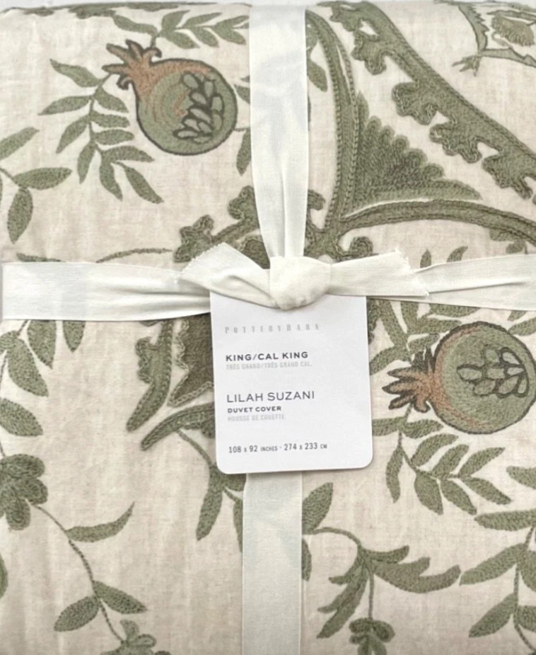 Pottery Barn LILAH SUZANI Duvet KING/CAL KING & 2 KING Shams Green Multi NWT