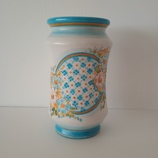 Vaso albarello vintage ceramica siciliana Alessi Caltagirone motivo floreale