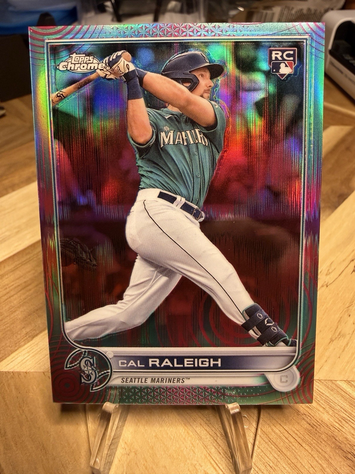 2022 Topps Chrome - Cal Raleigh #149 Aqua Refractor /199 (RC) Mariners