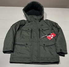REEBOK BOYS 3 In 1 WINTER UTILITY COAT FAUX FUR HOOD HUNTER GREEN SIZE 6/7 NEW