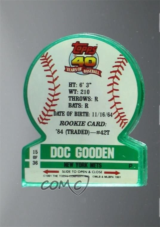 1991 Topps Superstar Standups Candy Collectibles Dwight Gooden #15 - Image 2 of 2