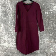 Boden Petite Size 4P Minimalist V Neck Knee Length Dress Purple Long Sleeve