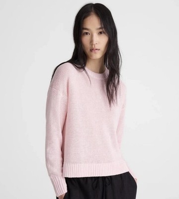 Madewell Linen Drop-Shoulder Sweater Womens Small Pink Blush Crop Pullover NWT