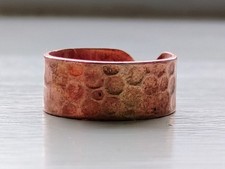 Hand Crafted Hammered Copper Ring Size S Vintage Mid 1900s