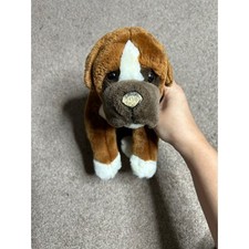 Vintage Animal Alley Toys R Us Boxer Dog Puppy Toy Plush 10" Brown White