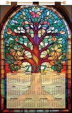 Design Works 2027 Sequin Calendar Felt Applique Kit-Stained Glass Tree