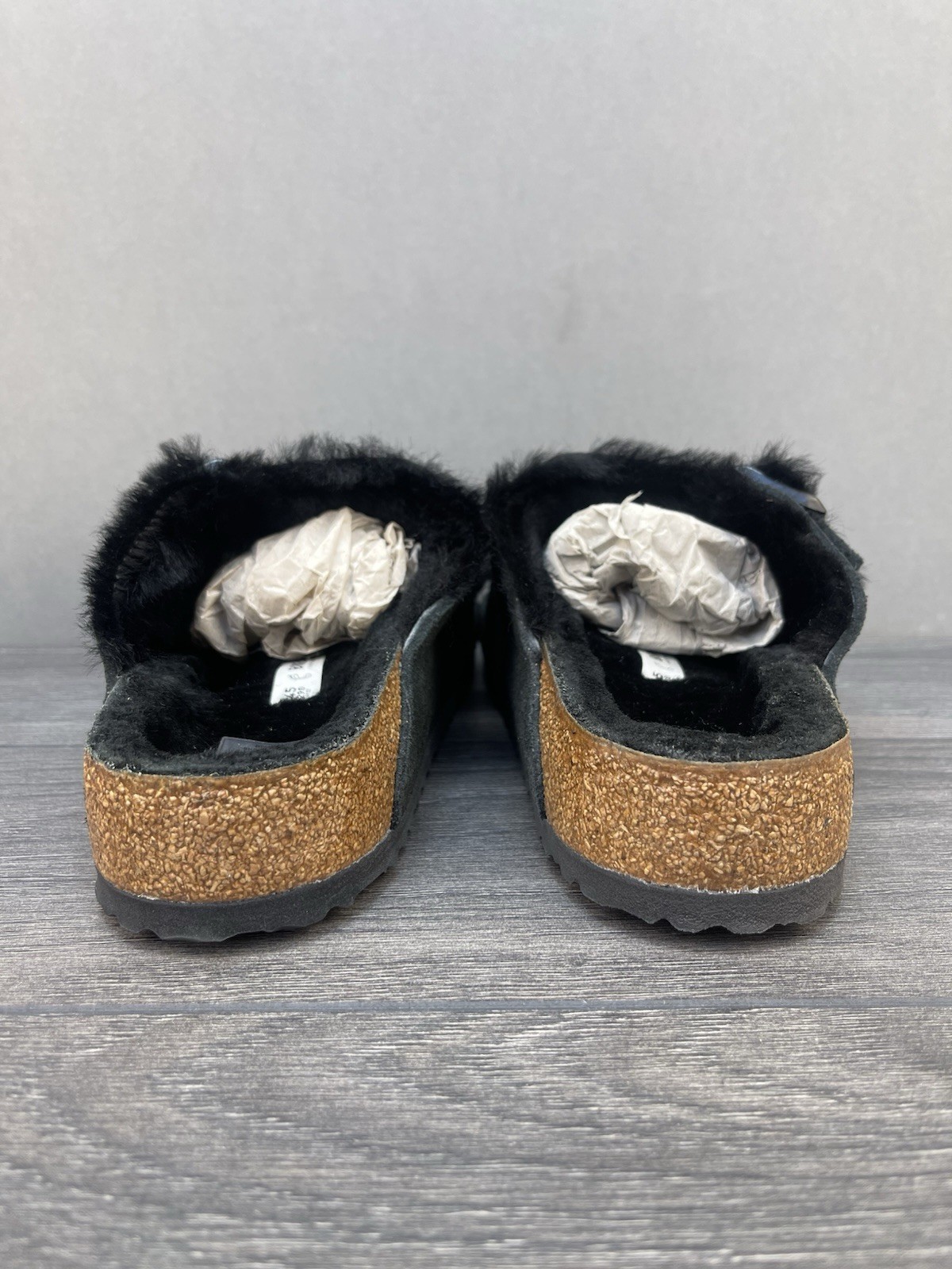 Birkenstock Sandals Size UK 11.5 Arizona Shearling Black Fur Lined RRP £130 image 6