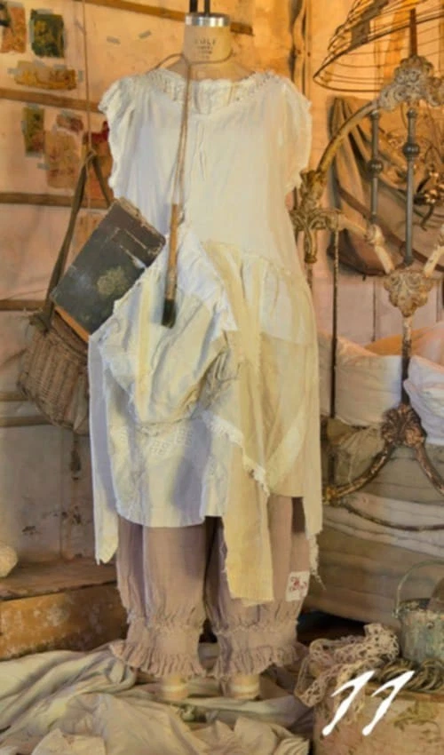 💘Magnolia Pearl Robe’’FARMER’’PIÈCE UNIQUE Collector 💖Lin & Dentelle ANCIEN 🫶 - Photo 2/4