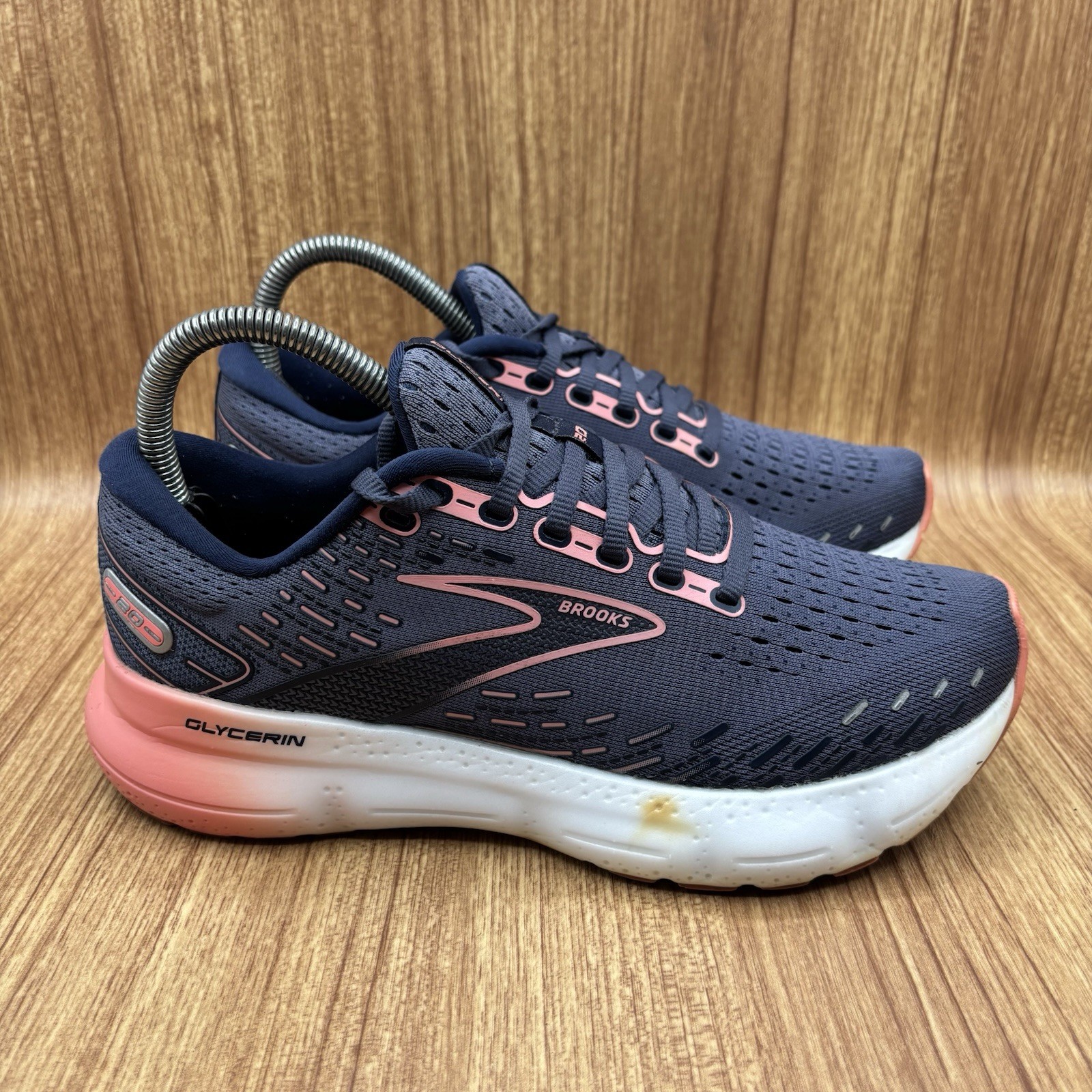 Brooks Glycerin 20 Womens Shoes Sz 7.5 B Running Nightshadow Blue Pink Sneakers