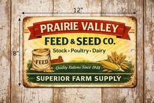 Vintage Feed  Seed Metal Sign 8x12 Farm Barn Wall Decor Rustic