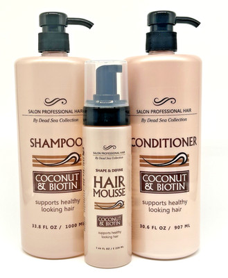 Dead Sea Collection Coconut Biotin Salon Trio Hair Care Set Hydrating Strengthen