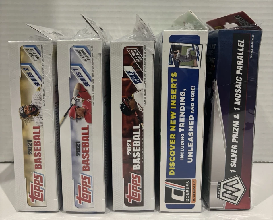 MLB Hanger Box 2021 Lote de (5)-Topps Serie 1, Serie 2 y Actualización, Donruss, Mosaico Foto 2 de 4