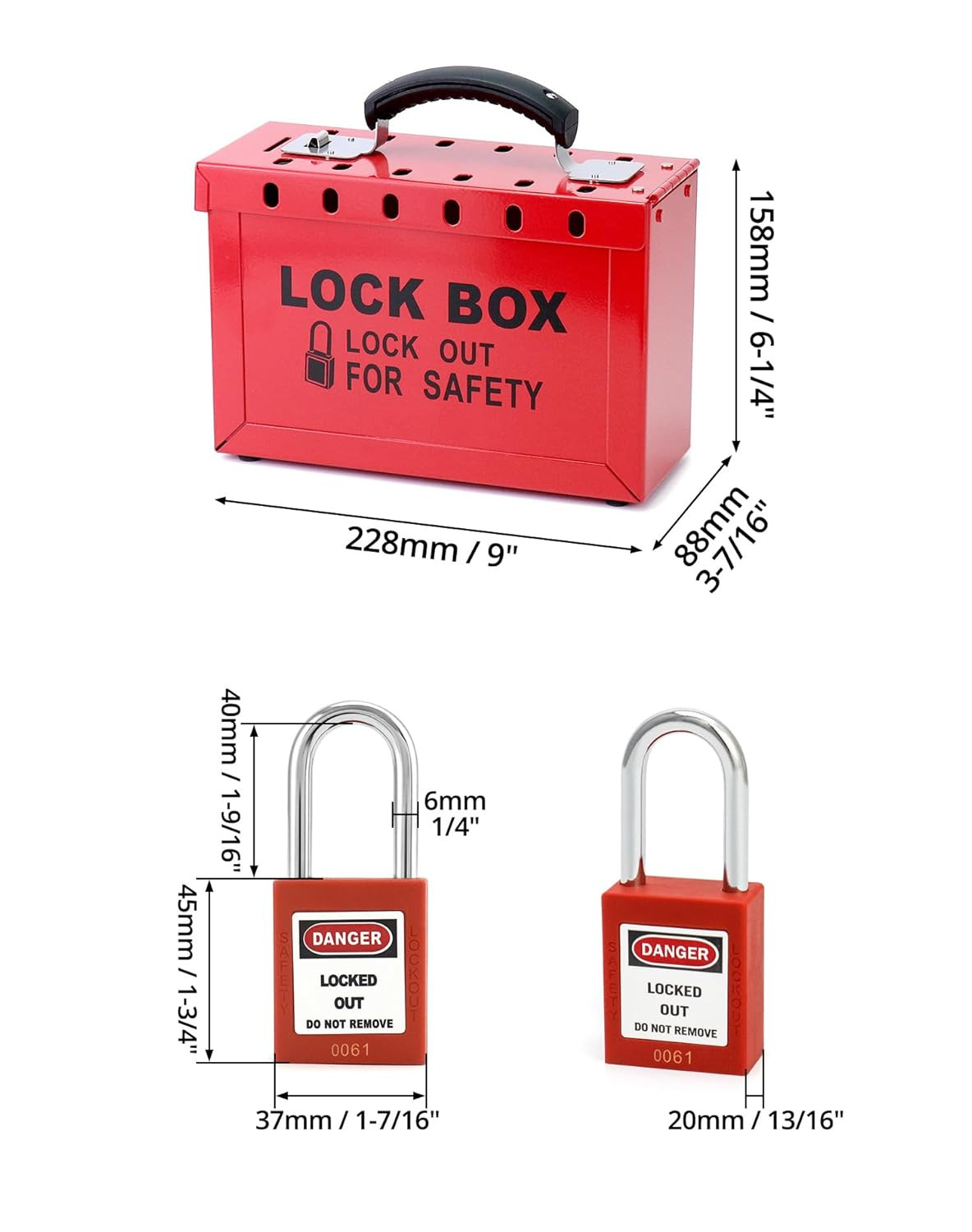 Lockout Tagout Box Kit, with 10 Keyed Loto Locks, Portable Group Lock Box - 12 S