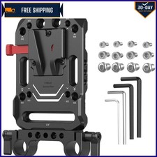 Compact Aluminum V-Mount Battery Plate with Secure Dual Rod Clamp Attachment