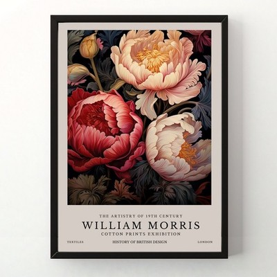 William Morris Peony Poster Exhibition Art Print Arts and Crafts Floral Decor