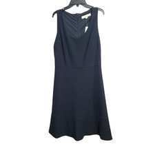 LOFT Navy Blue Eyelet Sleeveless Fit & Flare Dress Size 4Nwt 