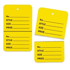 1000 Qty Unstrung Colored Large Price Tags w/Perforated Stub - 1 3/4" x 2 7/8"