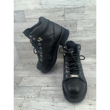 Thorogood Black Leather Lace Up Ankle Work Boots Mens 7.5 Wide Womens 9.5 Wide