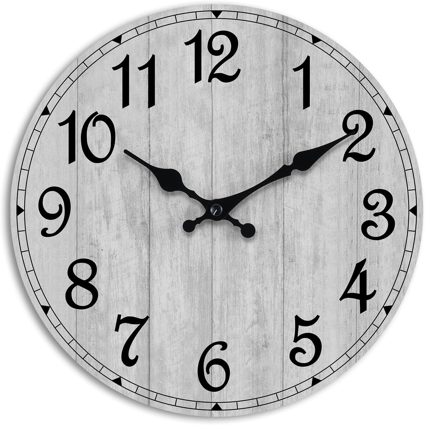 Wall Clock, Rustic Wall Clocks Battery Operated Silent Non Ticking, Country roun