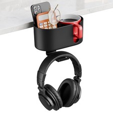 Desk Cup Holder with Headphone Hanger, 2 in 1 Clamp Organizer for Office Tabl...