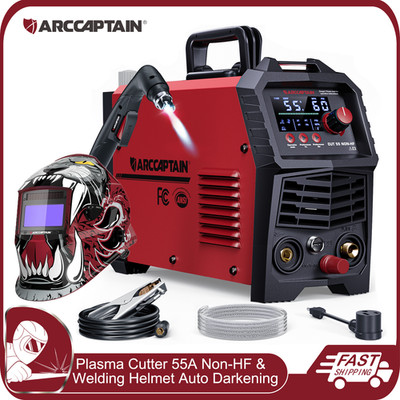 2026 ARCCAPTAIN 55A Plasma Cutter Non-HF Pilot Arc Blowback LED & Welding Helmet