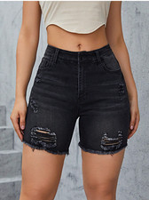 Shorts mezclilla desgarro bajo para Mujer