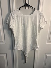 White Stretch Cotton Spandex Bodysuit XL 500