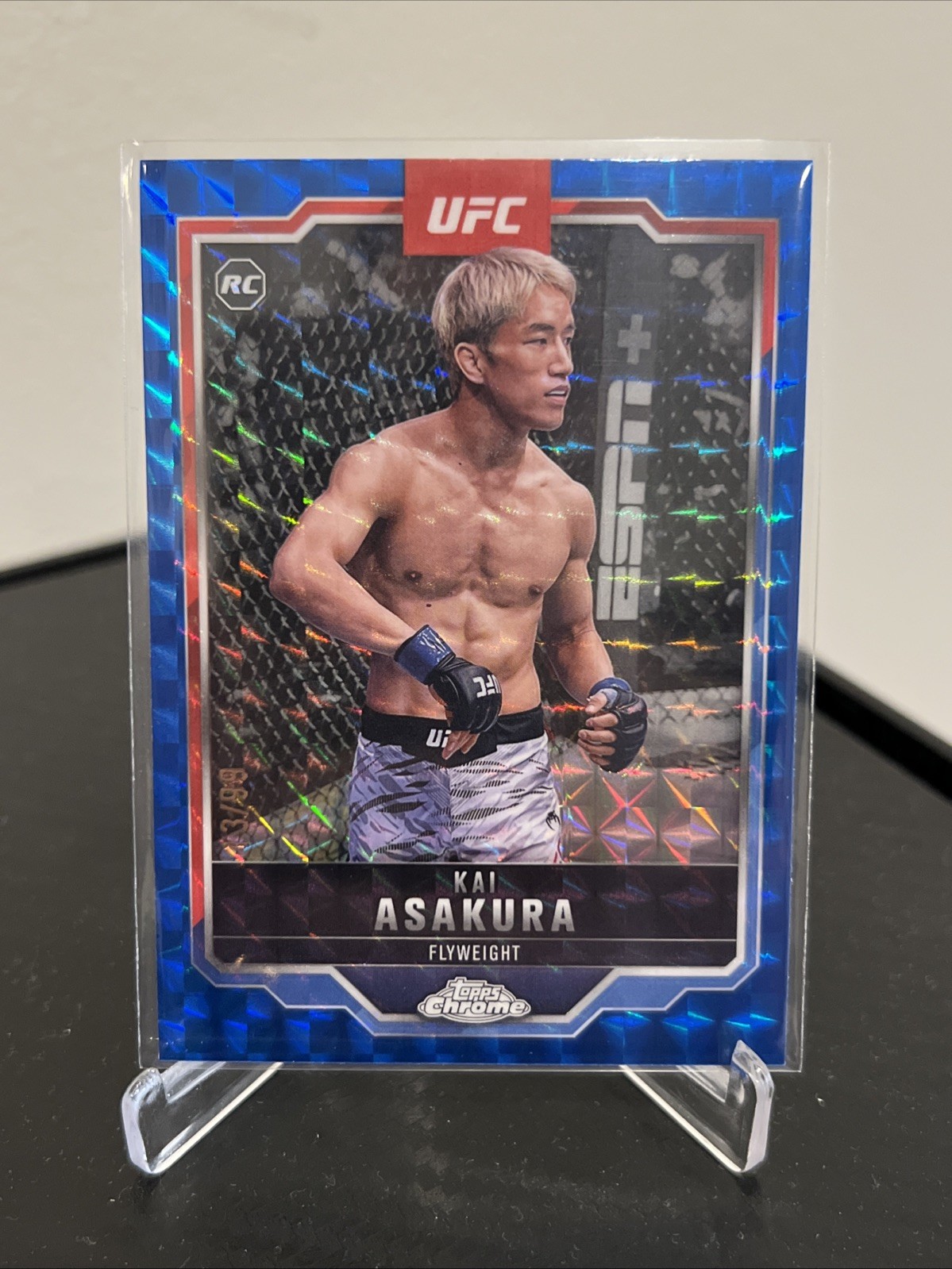2025 Topps Chrome UFC #161 KAI ASAKURA Blue Geometric Rookie /99! Mint!