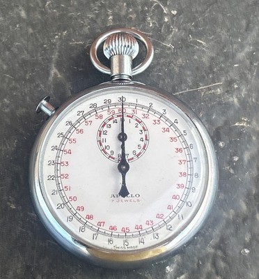 Aristo Apollo 7 Jewels Shock Resistant Metal Stopwatch Silver 4U2FIX NOT WORKING