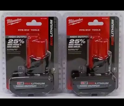 (2x) MILWAUKEE 48-11-2450 M12-12v HIGH OUTPUT BATTERY - NEW - USA SHIP - L@@K!