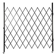 Aluminum Expandable Foldable Security Gate with Casters Retractable Mobile Black