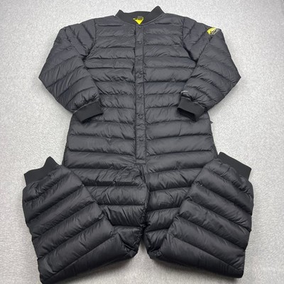 Eddie Bauer Down Camp Suit Medium Black Puffer Quilted Snap Insulated Jumpsuit