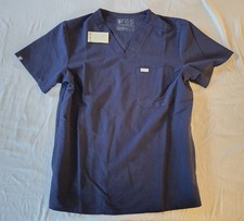 FIGS Chisec Three-Pocket Scrub Top Small NavyBlue