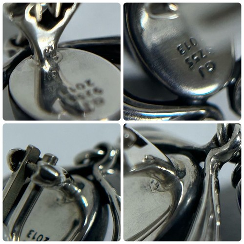 Pendientes de clip Georg Jensen 2013 lapislázuli de plata de ley de 1,06 pulgadas - Imagen 14 de 15