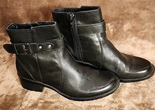 ANNE KLEIN Unworn Womens iflex 6M Black Leather Zip Buckle Ankle Fashion Bootie